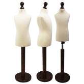 Children Kids Age 2-4 Years Tailors Dummy Mannequin, Cream Torso Bust with a Dark Wood Round Base